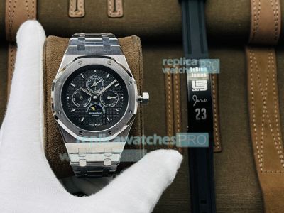 TWF Swiss Replica Audemars Piguet Royal Oak Perpetual Calendar Black Dial Watch 41MM